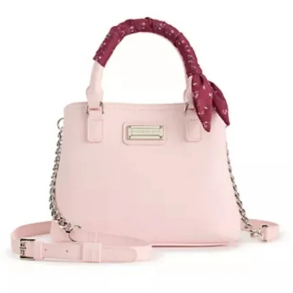 Madden Girl Pink Satchel Handbag Scarf Detail Faux Leather NWT Womens - Picture 8 of 8